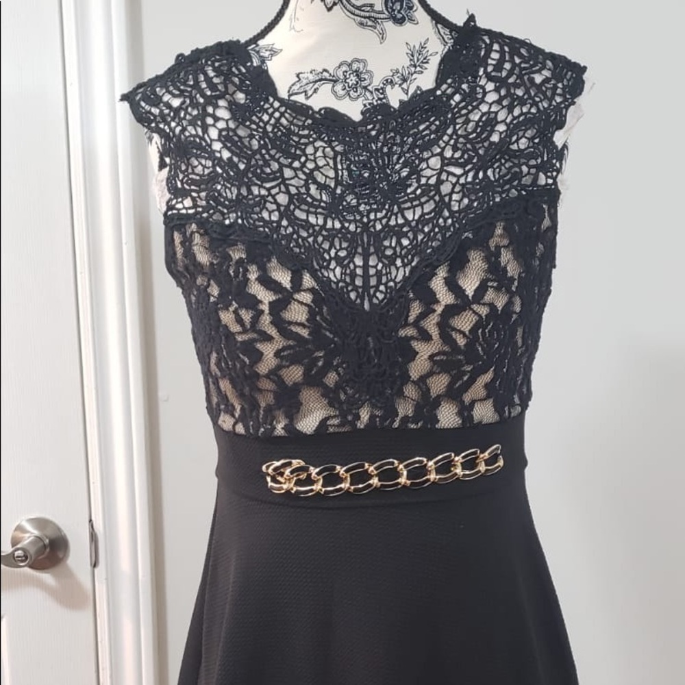Lace and crochet mini dress